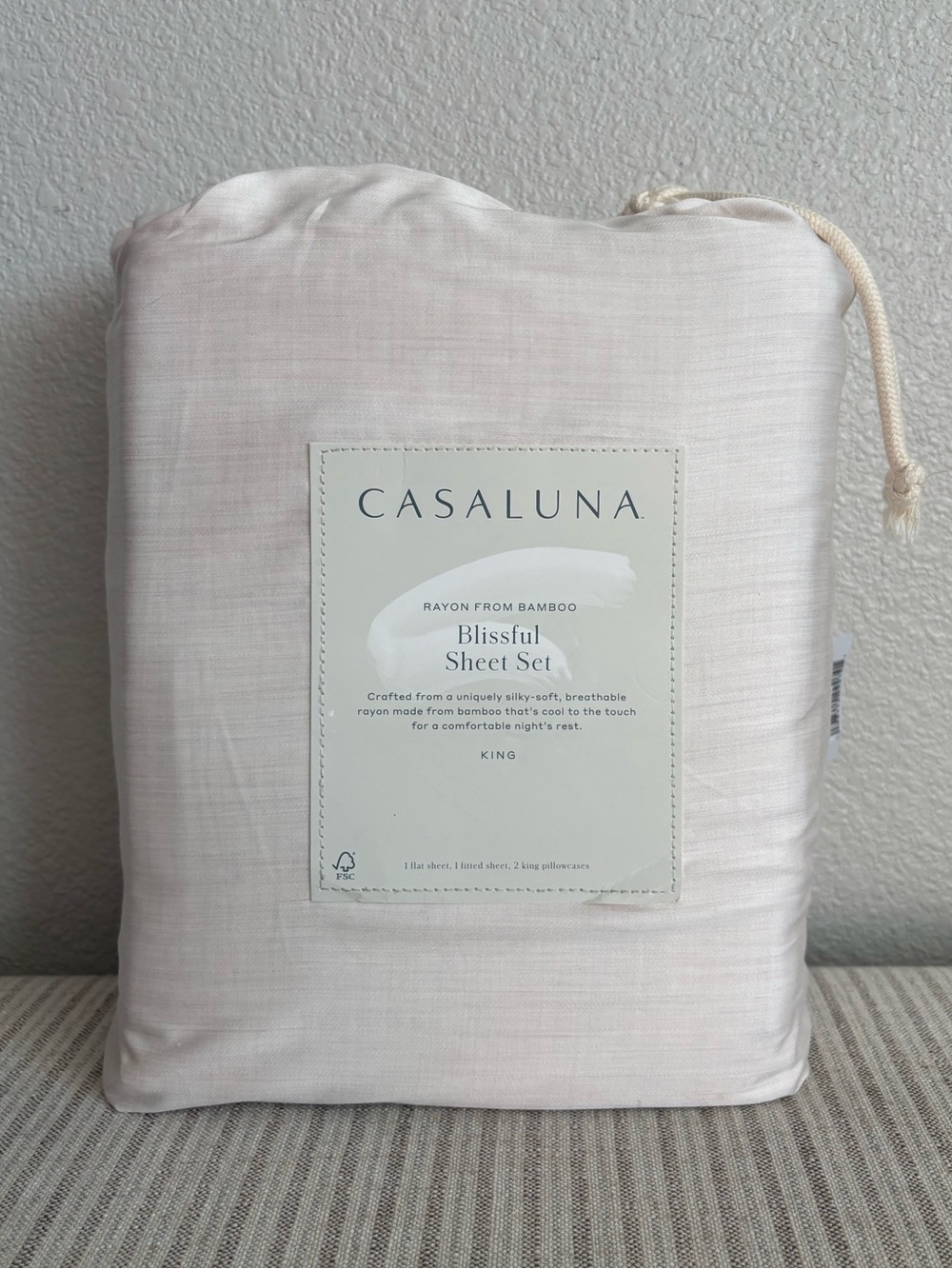 NWT King 400 Thread Count Rayon from Bamboo Sheet Set Natural - Casaluna